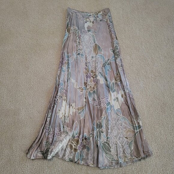 Vintage CHAVA USA Made Floral Maxi Skirt Small Y2K Silky Boho Fairy core Vibes - Picture 1 of 6